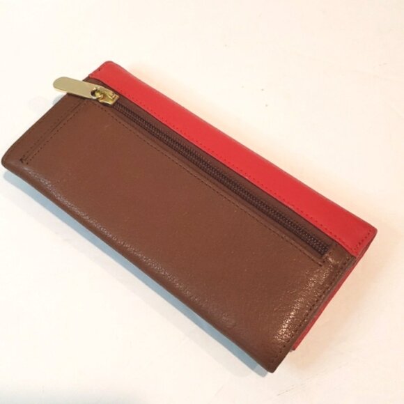 BANANA REPUBLIC Leather Red & Brown Wallet - Picture 4 of 14